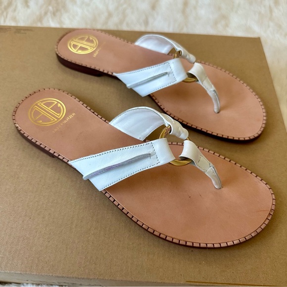Lilly Pulitzer Mckim Women’s White Leather Sandals Size: 8.5 - Picture 10 of 11